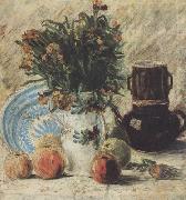 Vincent Van Gogh Vase with Flowers Coffeepot and Fruit (nn04) Spain oil painting reproduction